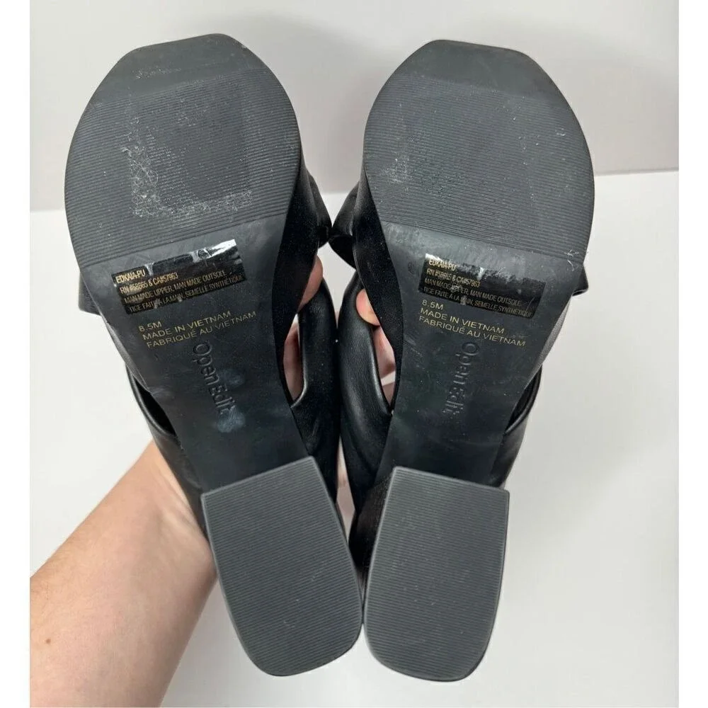 Open Edit Platform Sandals Size 8.5 Black Square Open‎ Toe Knotted Heels